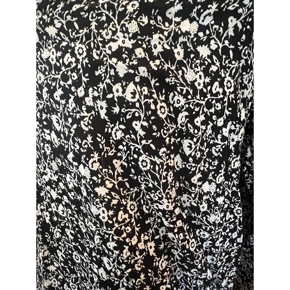 JONES AND CO BLACKAND WHITE FLORAL BLOUSE WOMENS XXL - Picture 2 of 7
